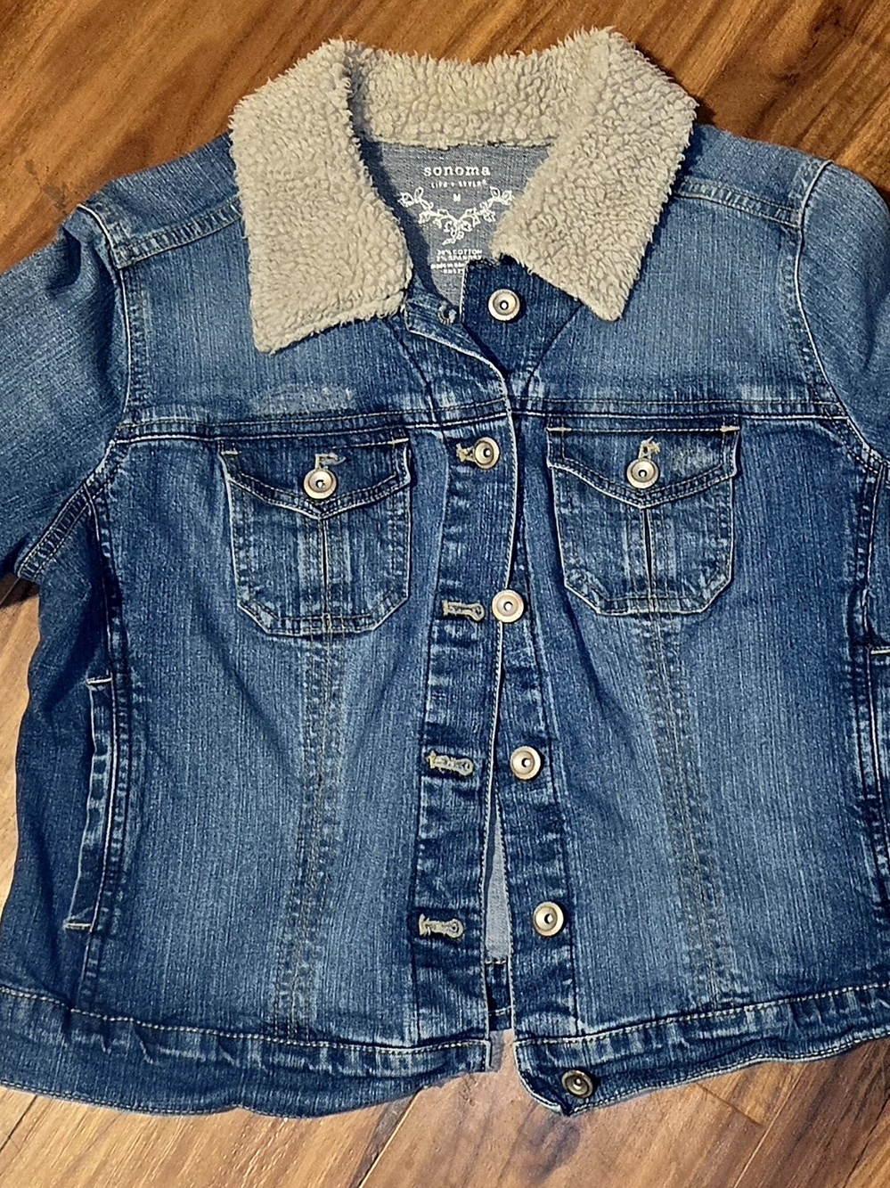 Sonoma Blue Denim Jacket with Cream Sherpa Collar